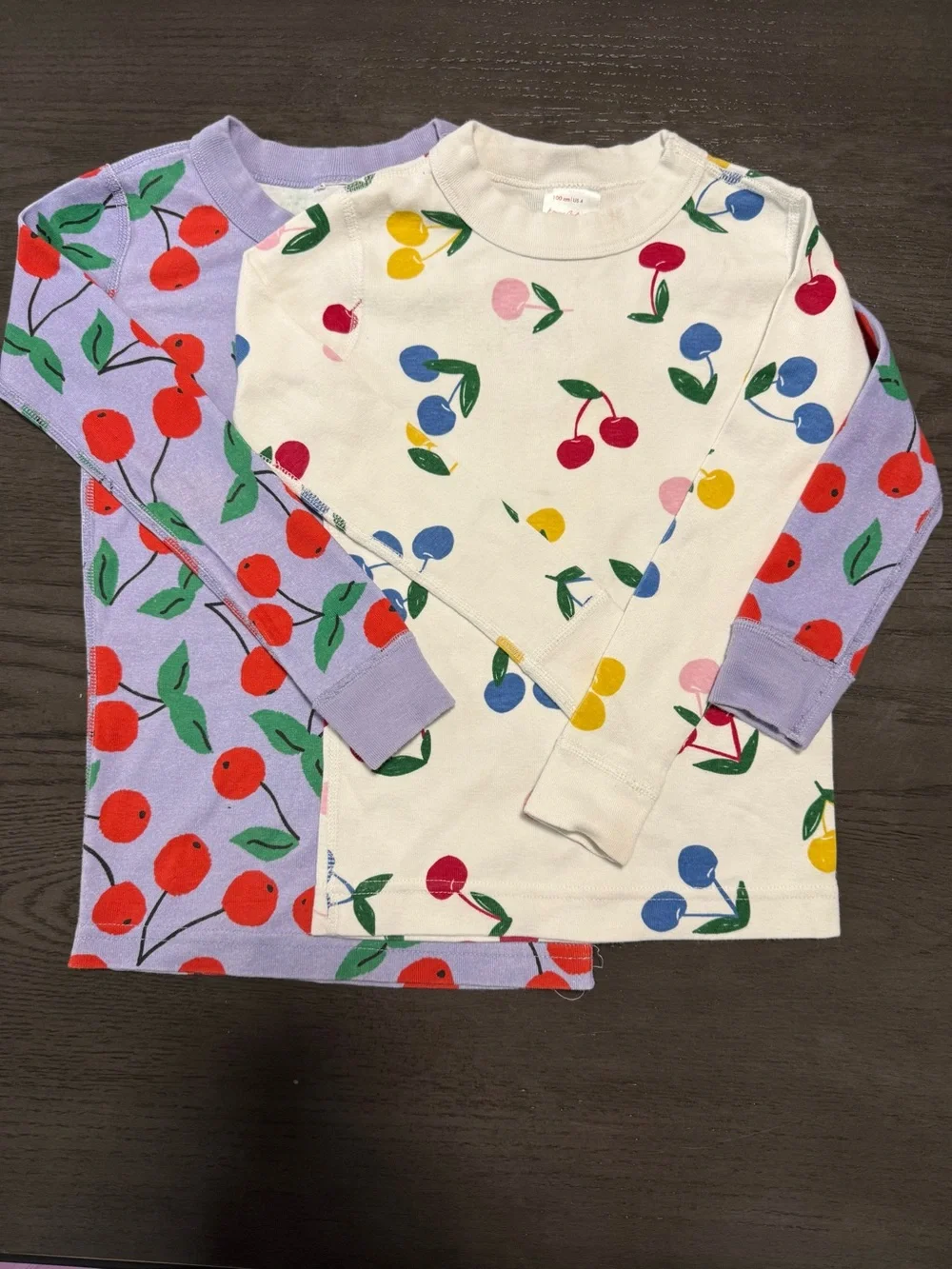Hanna‎ Andersson Girls Pajama Tops Lot of 2 Size 4 & 5 Cherry Print